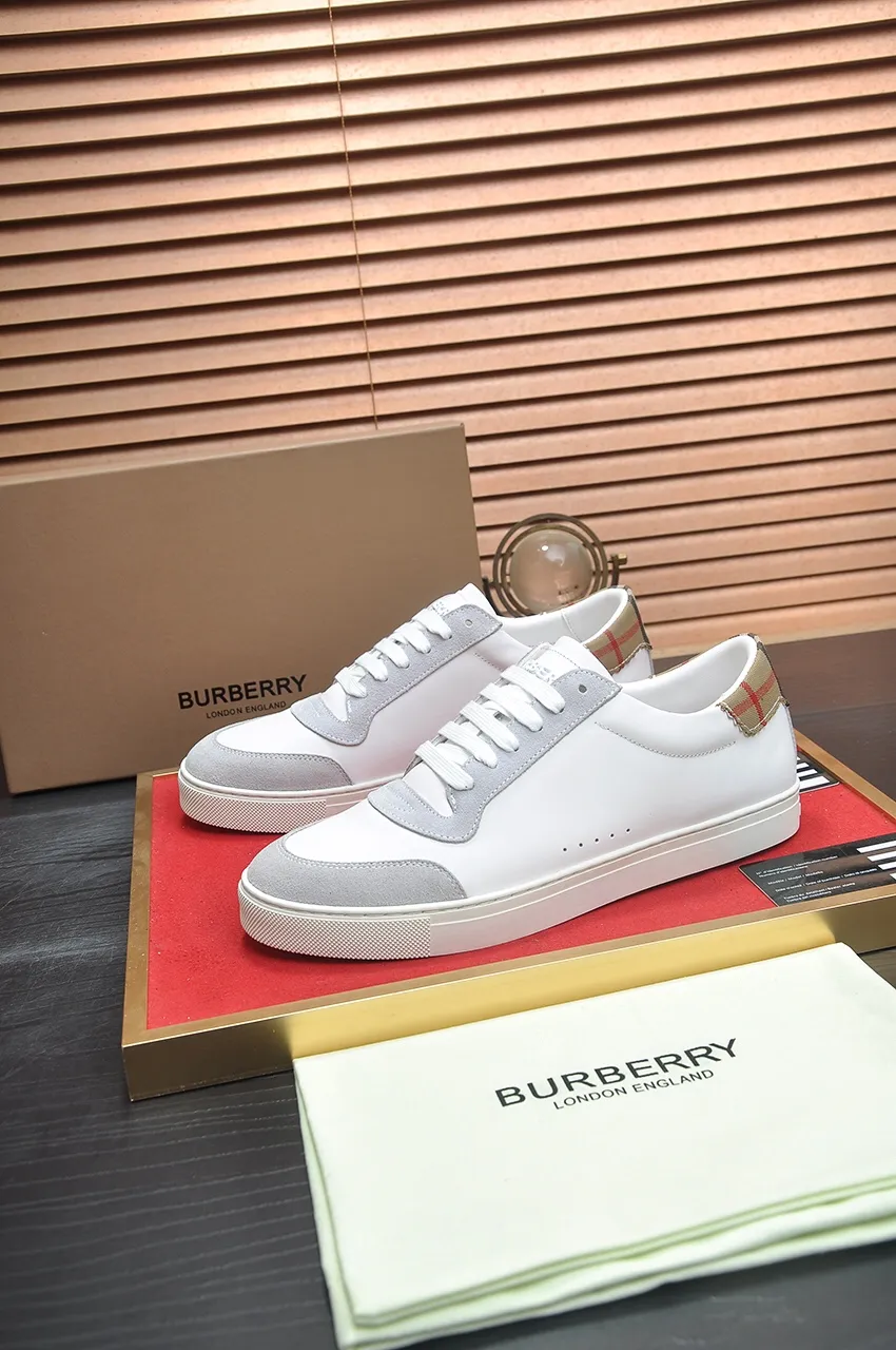Men's shoes💰480💶[Burberry] (cowhide lining) classic low-top sneakers｜Imported cowhide with classic plaid fabric｜Cow leather lining｜Original outsole｜Fine workmanship and comfortable to wear Size: 38-44 (customized at 45)